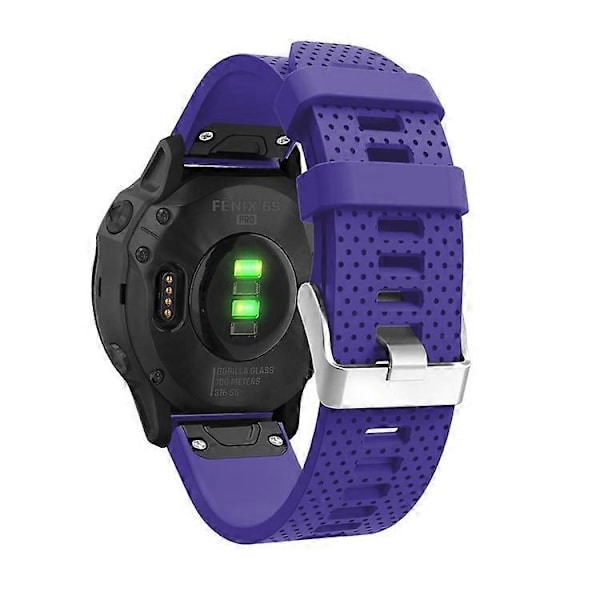 Stilfuld silikone sportsurrem udskiftning med sølvspænde, kompatibel med Garmin Fenix 7S/6S/6S Pro/5S/5S Plus/Instinc Purple