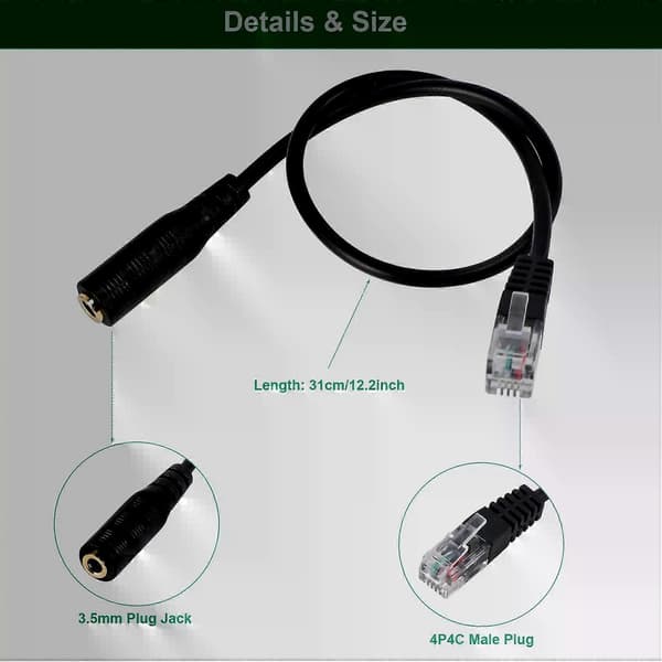 35 mm stik til RJ9 til iPhone headset til Cisco kontortelefon adapterkabel