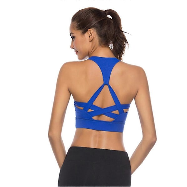 1 st Snabbtorkande Yoga Underkläder Beauty Back Sport-BH Andningsbara Underkläder för Kvinna Dam - Storlek XL (Blå)