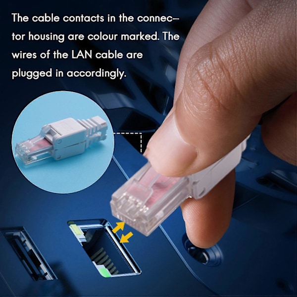 10 x Nettverkskoblinger Verktøyfri RJ45 CAT6 LAN UTP Kabelplugg