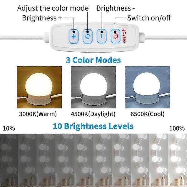 LED Makeup Spejl Lys med 14 Dæmpbare Pærer, til Makeup Bord SZRH A-V