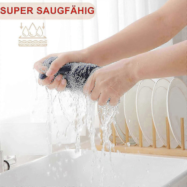 6-pack Premium 100% Bomull Frotté Diskhanddukar, Superabsorberande Disktrasor med Hängögla Dark blue 34*73cm