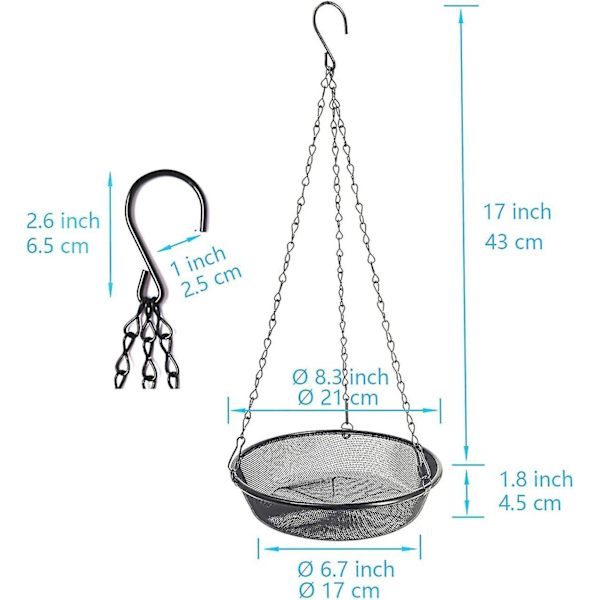 2 stk. Metalnet Hængende Fuglefoderbakke Foderplatform til Fuglefoderautomater, Udendørs Havedekoration (21,5 cm) - q37