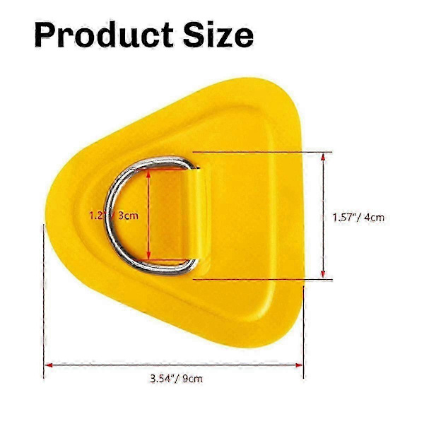 6 stk. D-ring Patch til oppustelig båd Kajak Dinghy Sup, D-ring PVC Patch Stand-up Paddleboard Kano Rafting Sort