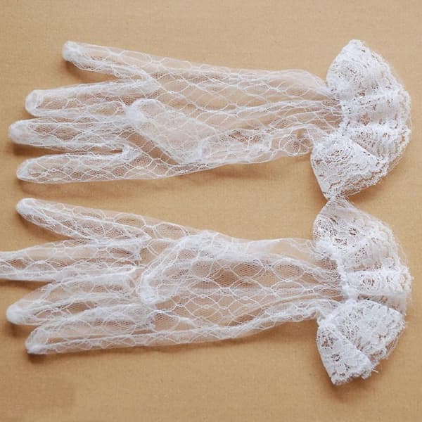 Korte blondehandsker til kvinder, elegante sommerprinsessehandsker til formelle og festlige bryllupper