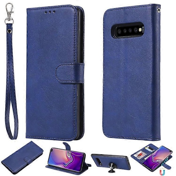 Magnetisk Avtakbart 2-i-1 PU-Lær Etui Kompatibelt med Samsung Galaxy S10 Plus Blue