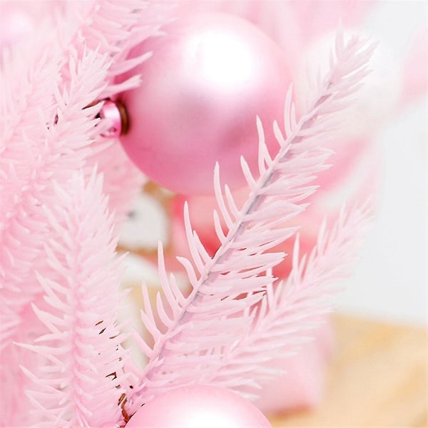 Miniatyr Julgran, konstgjord liten bordsdekoration Rosa Julgran med julkula Semester Vinter Par