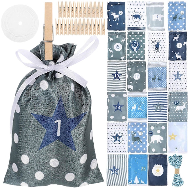 24 st Tyg DIY Adventskalender Presentpåsar Julkalenderpåsar Adventskalender för Fyllning