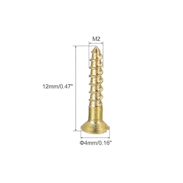 100 stk. M2 X 12mm Flat Head Slotted Messing Treskruer