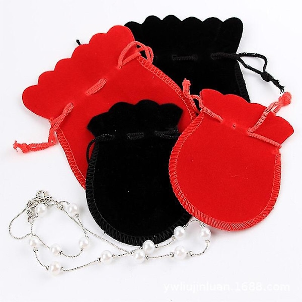 30 st 12x9cm Sammetspåsar med Dragsko, Röda Gourd Presentpåsar Godispåsar Smyckesförvaringspåsar För Bröllopsgåvor A