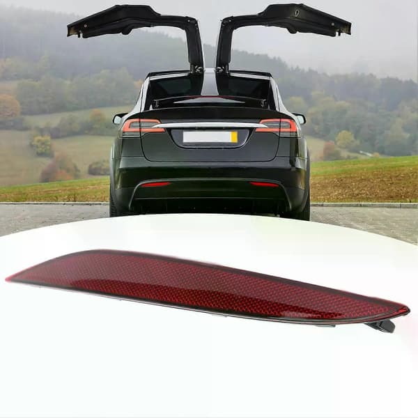 For Tesla modell x Reflektor for bakre støtfanger Rød bakpanel Erstatning Reflekterende tilbehør