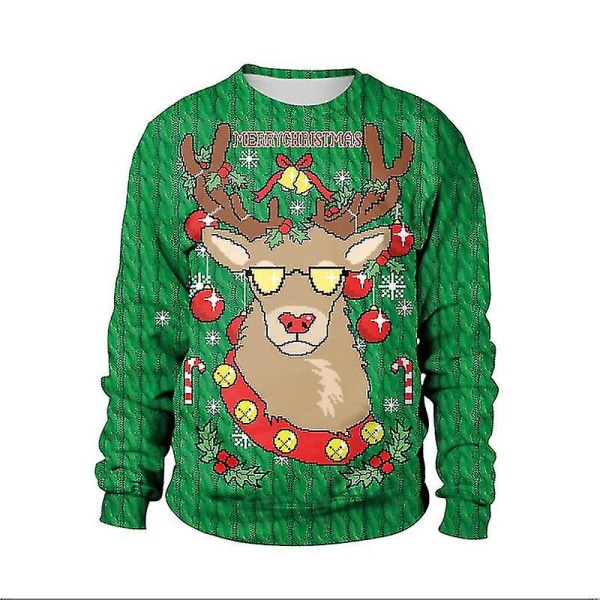 Jul Xmas Män Dam Sweatshirt 3d Print Vinter Pullover Jumper Toppar F Style 2XL