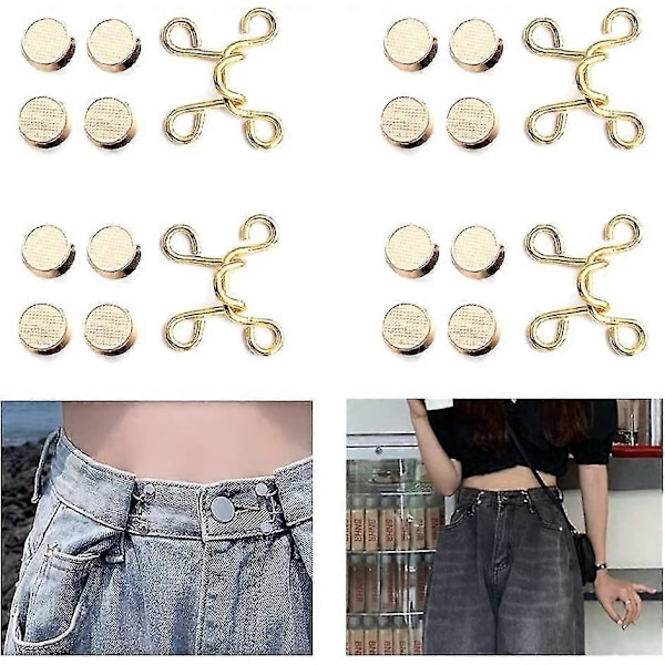 20-pack Justerbart Midjebandsspänne Set Jeansförlängare Midjebandsspänne Knapp för Byxor Justerbar Jeansknapp Perfekt Passform Direktknapp