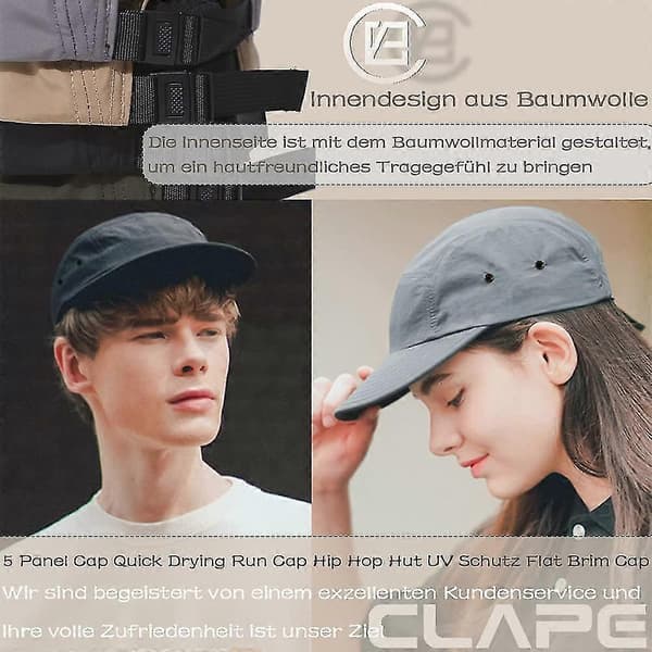 5 Panel Cap Herre Dame Let Baseball Cap Hurtigtørrende Baseball Cap Flad Skygge Cap Gave
