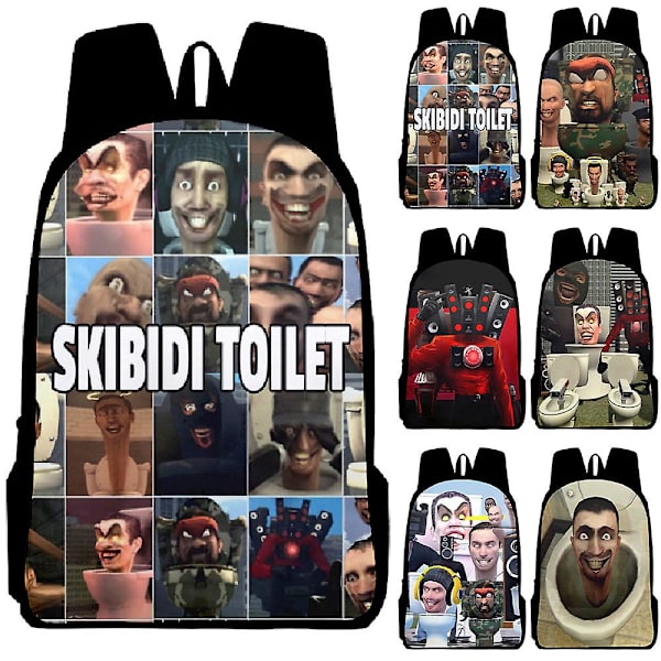 Lasten reppu Skibidi WC printed koululaukku Suurikapasiteettinen reppu style 3