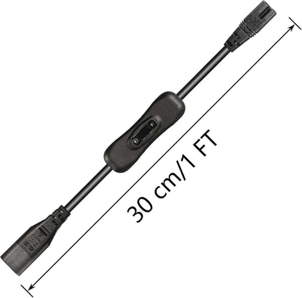 30 cm IEC 320 C7 - C8 virtajohto kytkimellä