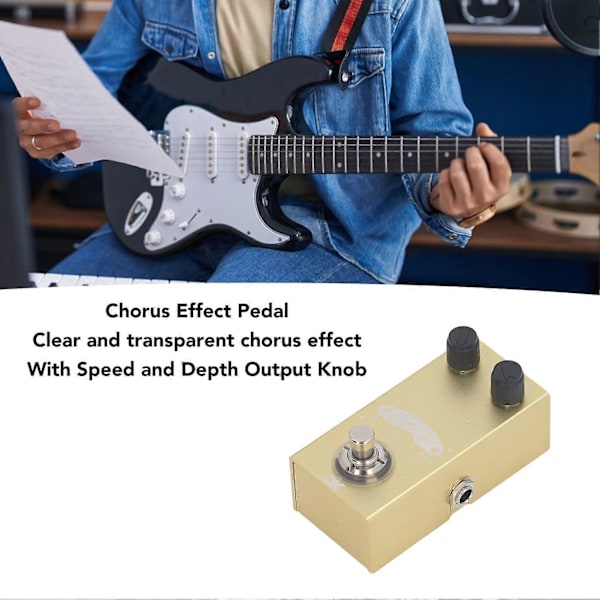 CH1 Chorus Effektpedal med Hastighets- och Djupjusteringsrattar 6,35 mm Gränssnitt Förinställd Chorus Gitarrpedal DC9V