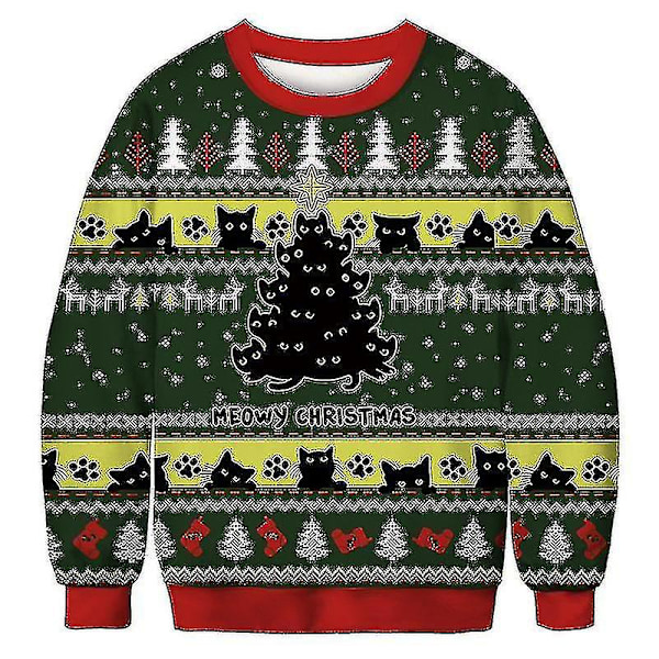 Unisex joulupusero 3D- print Holiday Party -miehistökauluksinen villapaita BFT163 M
