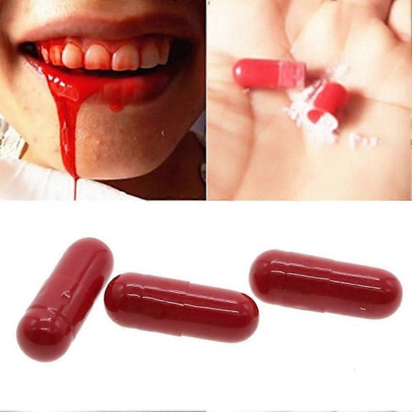 3 stk. Fake Blodpillekapsler Horror Morsom Halloween Spøk Trick