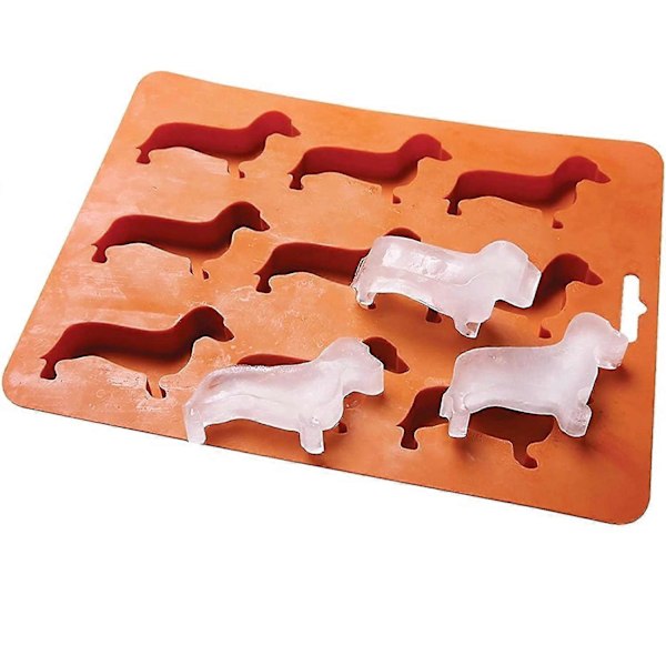 Gravhundeformede silikone isterningeforme og bakker, tegneserie frosne isterningeforme