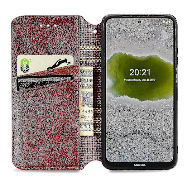 Kotelo Nokia X10 Läppäkotelo Lompakko Magneettinen Suojaava Puhelintasku Kotelo - Punainen SZRH