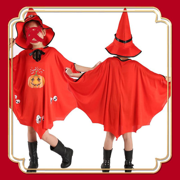 Halloween Witch Pumpkin Skull Viitta Halloween Cosplay Ghost Festival -asut lapsille Iloinen 2023 Juhlapukeutuminen Cosplay Red