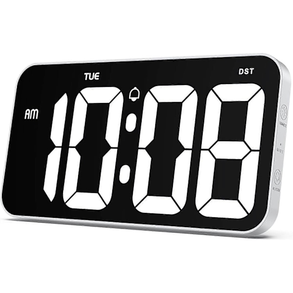Plug-in LED Digital Væg Ur med DST, Uge og 4\" Store Tydelige Cifre, 12/24H Format, Auto-Dæmpning, Stille Væg Ur