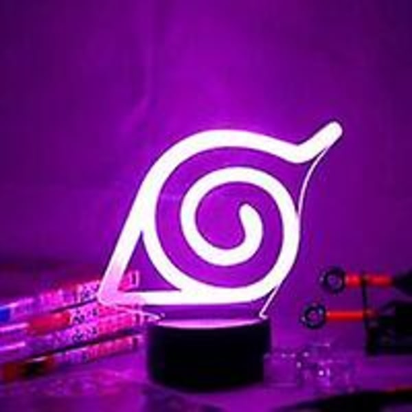 3D Nattlampor För Flickor Pojkar Naruto Konoha Logo 3D Anime Lampa Sovrumsinredning
