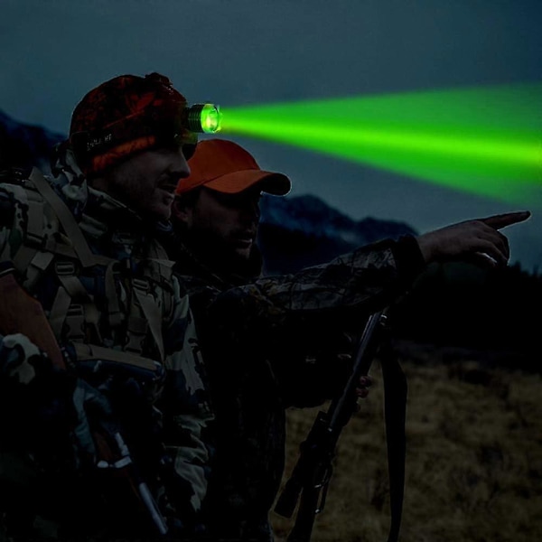 Vihreäotsalamppu 3 tilaa LED-metsästysotsalamppu yömetsästykseen, kalastukseen ja tähtitieteeseen