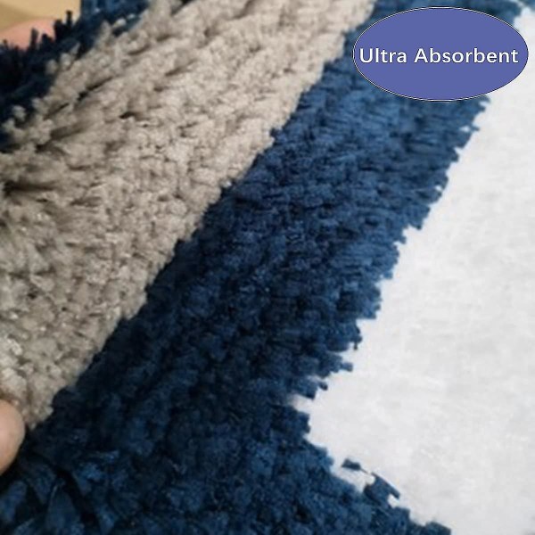 Tflycq Badrumsmatta Halkfria badmattor Kompatibel med Badkar, Dusch Och Badrumsgolvmattor Vattenabsorberande Mjuk Mikrofiber Badkar Mattor Maskintvätt/ Blue