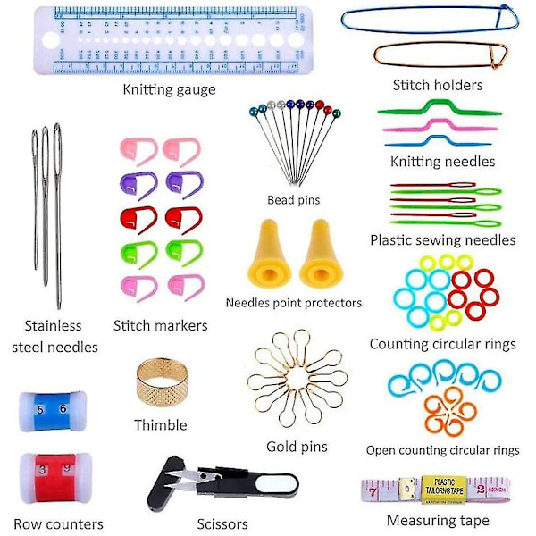100 st Virkningsset med Garn Sticknålar Syverktyg Stickmätare DIY Hantverksverktyg Kit (orange)