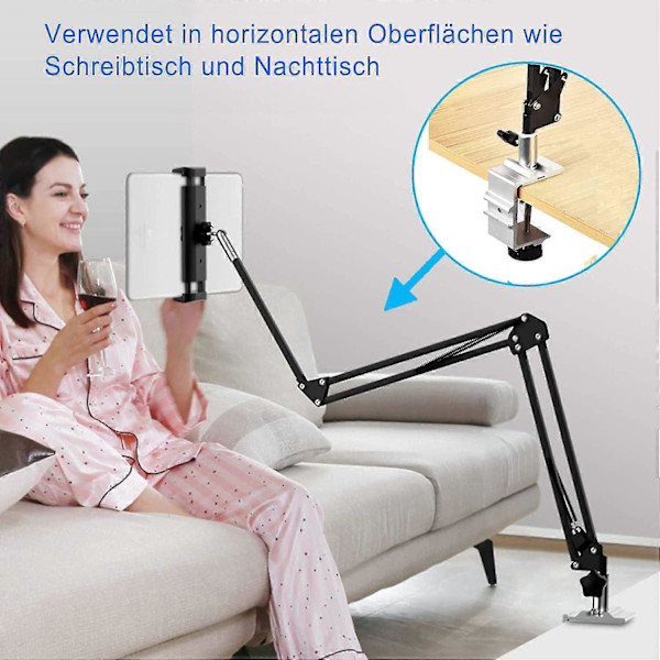 Nettbrettholder Kompatibel Med Seng, Justerbar Og Sammenleggbar Nettbrettholder Med 360 Graders Rotasjon