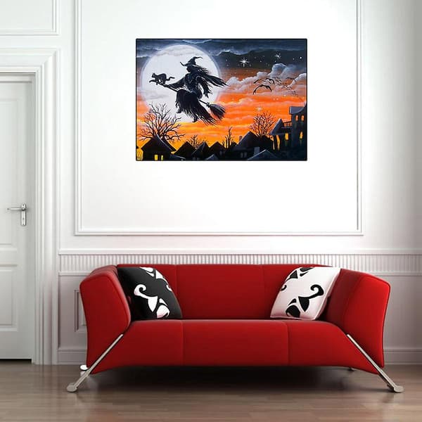 Halloween Heks 5d Diy Fuld Diamant Maleri Broderi Til Korssting Håndværk D