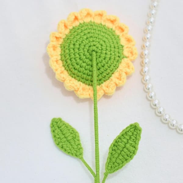 Virka Solros Handstickad Solros DIY Hantverkspresent Handvävd Blomma