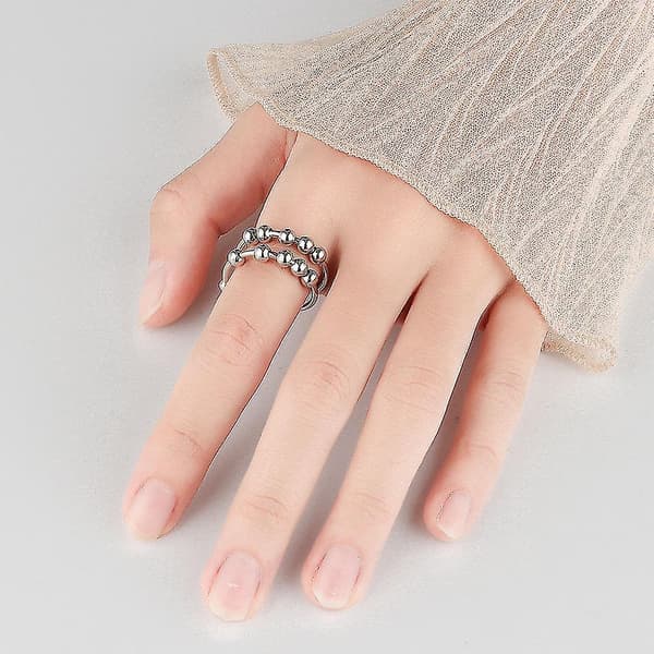 Anti-stress Ring Dubbel Justerbar Koppar Platina Silver