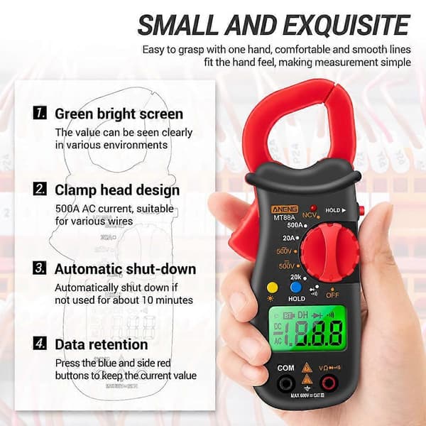 Digitalt Multimeter Lomme-Klem-Multimetre Multi Tester Voltmeter Amperemeter