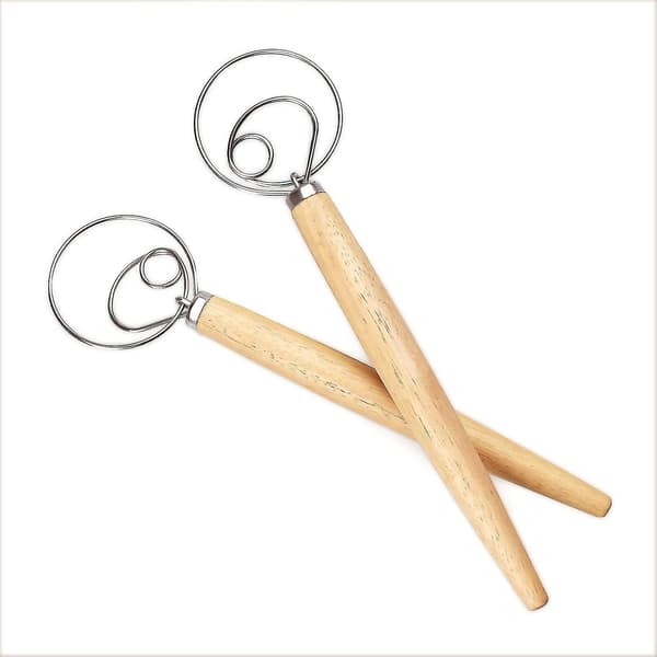 Sett med 2 deigmiksere i rustfritt stål for baking av kaker og desserter