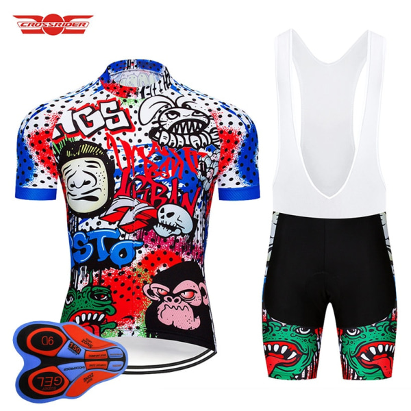 2023 Funny PRO Cykeltröja 9D Gel Bike Shorts Kostym MTB Uniform Ropa Ciclismo Herr Sommar Cykelkläder Maillot Culotte White 3XL