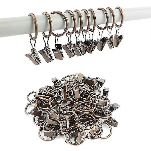 40 stk. gardinringe med clips, draperingsclips med ringe, bøjler, gardinringe, 3,8 cm indvendig diameter