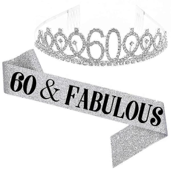 Kvinners glitrende strass-bokstavtrykt sash og tiara-sett for bursdagsfest - Jikaix