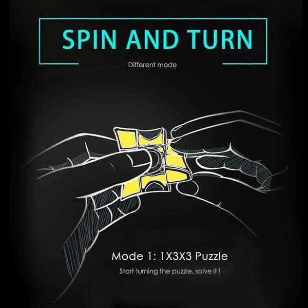 Fidget Spinner Cube, 1x3x3 Floppy Cube Puzzle Spinner Anti-Angst Fidget Legetøj til Børn og Voksne