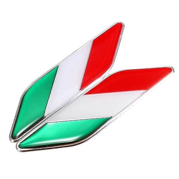 2 st 3D Italiensk Flagga Självhäftande Bilklistermärke Vattentätt Emblem Styling Dekor CGP