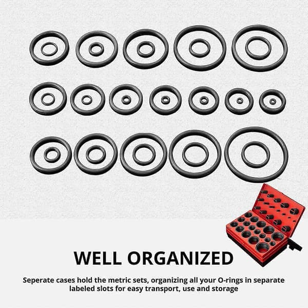 Gummi O-ring Set - 419 Delar - 3-50mm O-ring Sortiment - O-ringar - O-ring Fodral