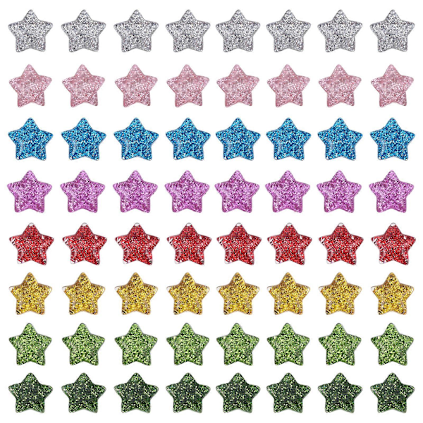 60 stk. Glitter Flat Bakside Stjerneperler Håndlagde Håndverk DIY Forsyninger