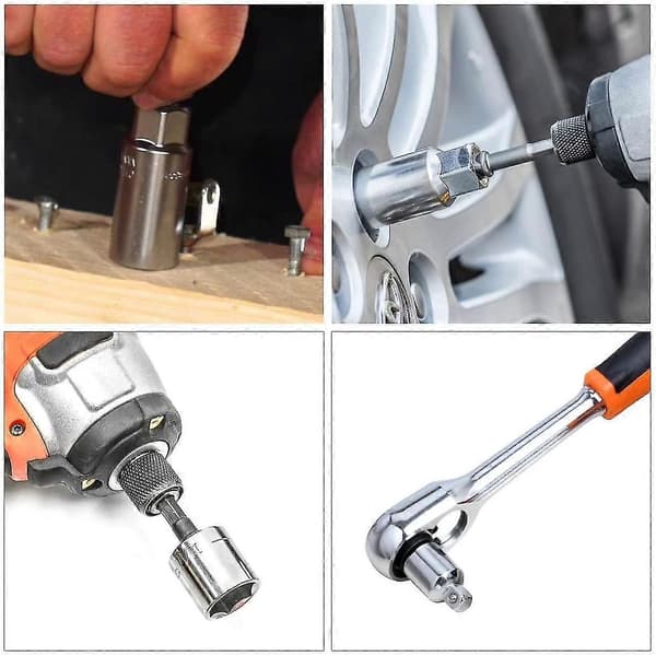 Batteridrevet Skrutrekker Socket Adapter Sett Inkl. 3 stk. Hex Socket Adapter Socket Adapter Skiftenøkkel + 4 stk. Socket Adapter 1/4 Til 3/8, 3/8 Til