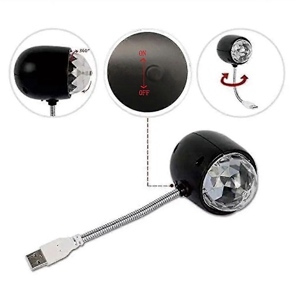 USB LED Farverig Roterende Scene Lys Krystal Magisk Kugle Party DJ Disco KTV Lampe