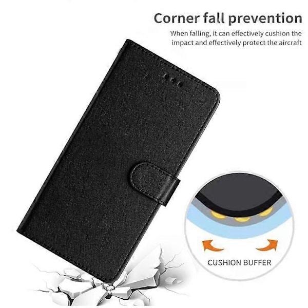 Kompatibelt för Samsung Galaxy A33 5G PU Läder Plånboksfodral med Ställ Silkesstruktur Flipfodral med Handrem Black