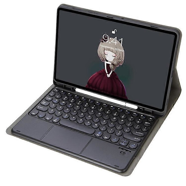 YT098B-A Yhteensopiva iPad Air (2020) / (2022) Pyöreät näppäimet Langaton Bluetooth-näppäimistö kosketuslevyllä, ihoa myötäilevä iskunkestävä jalusta Black