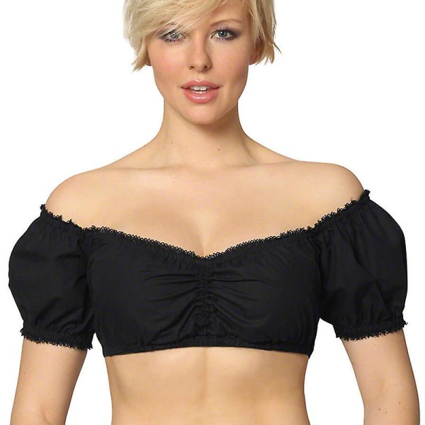 Karneval Oktoberfest Kostym Traditionell Beerfest Dirndl Crop Top Svart Vit Cosplay Fancy festklänning 2015900 L