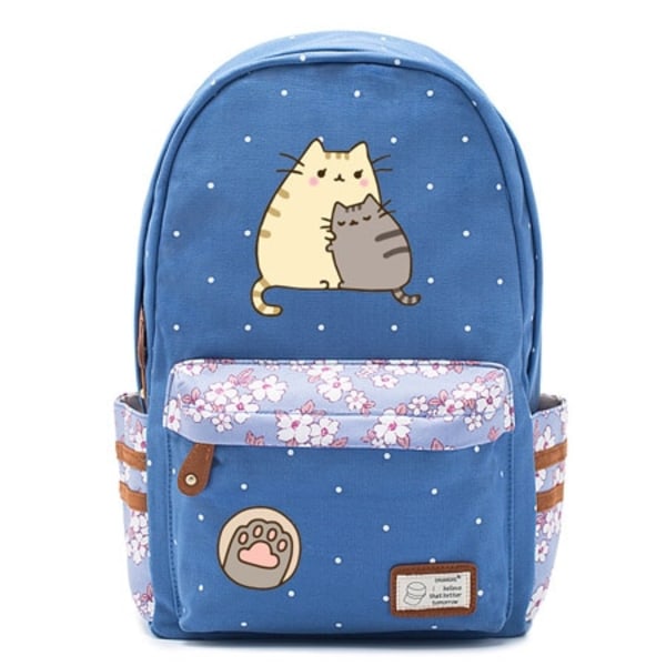 Fat cat mochila söt canvasväska kawaii ryggsäck ungdomsaxelväska style 11